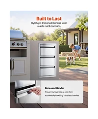 Sugift 3-Tier Stainless Steel Bbq Drawers 15in W x 25.4in H x 19in D Flush Mount Box Frame