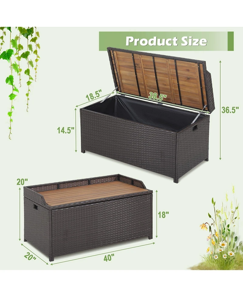 Mecale 45-Gallon Storage Bench with Acacia Lid, Holds 795 lbs