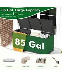 Mecale 85-Gallon Wicker Deck Box with Zip-Out Liner, Patio Storage Table