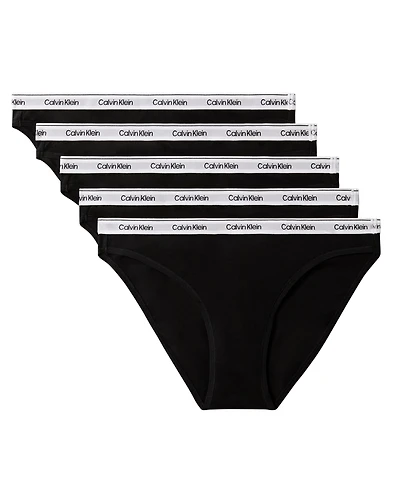 Calvin Klein Women's 5-Pack. Modern Logo Low-Rise Bikini Underwear QD5208