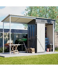 Mondawe 5x3FEET 2-in-1 Galvanized Steel Shed and Gazebo Combo, Lean-To Storage with Open Pergola