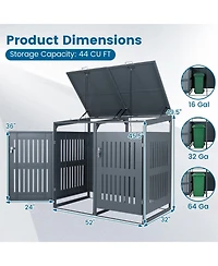 Mecale Outdoor Trash Can Storage Shed for 2 Bins with Gas Strut Lids