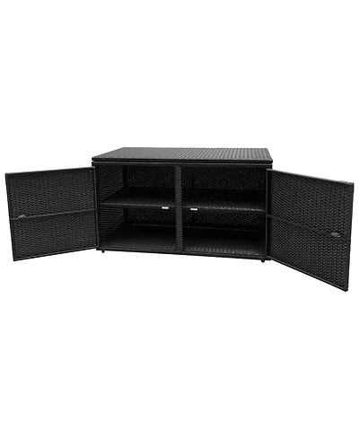 Mecale 88-Gallon Rattan Storage Cabinet with Flip Top and Double Doors