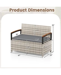 Mecale 46-Gallon Storage Bench, Outdoor Loveseat with Acacia Wood Armrests