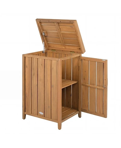 Mecale Acacia Wood Package Delivery Box with Lift Lid and Shelf