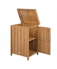 Mecale Acacia Wood Package Delivery Box with Lift Lid and Shelf