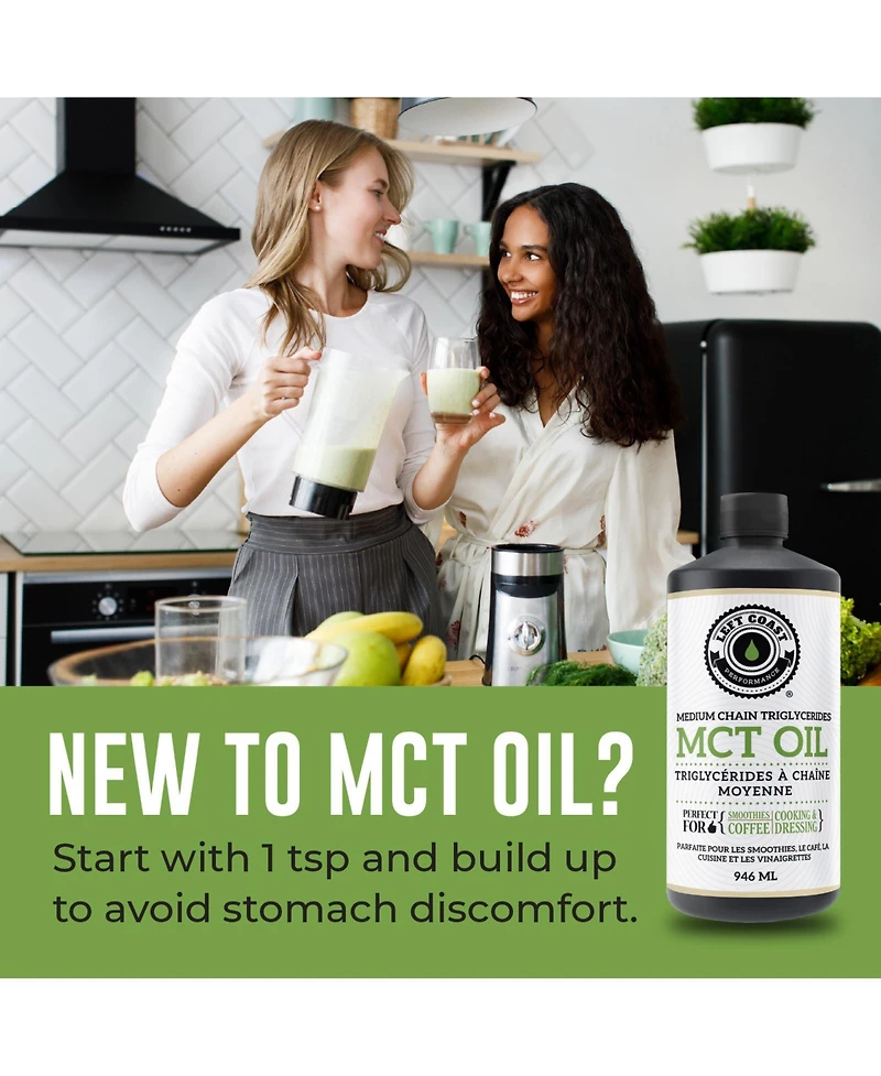 Left Coast Performance Coconut Mct Oil, C8 and C10, Unflavored, 32 Fluid Ounce
