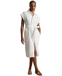 Polo Ralph Lauren Women's Point Collar Cap-Sleeve Belted Shirt-Dress