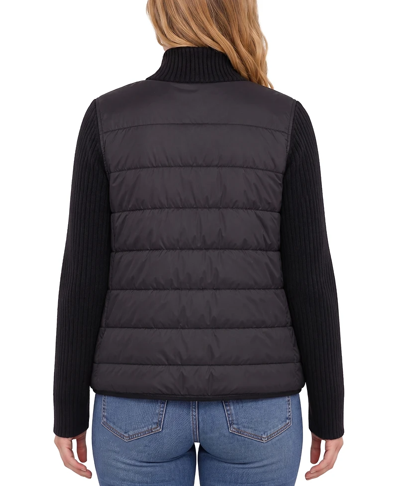 Liverpool Los Angeles Petite Reversible Quilted Cable-Knit Jacket