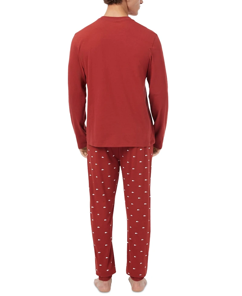 Lacoste Men's Crewneck Jersey Pajama, 2-Piece Set