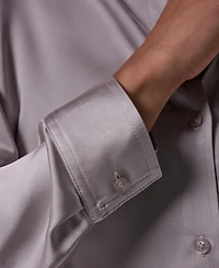 Donna Karan Weekend Women's Satin Long-Sleeve Button-Down Blouse