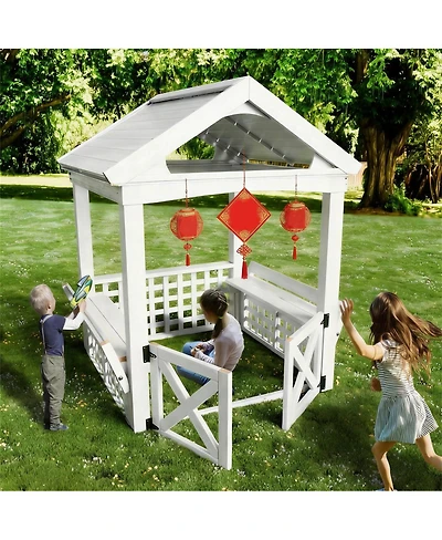 Yobtop Modern Outdoor Wooden Playhouse for Children