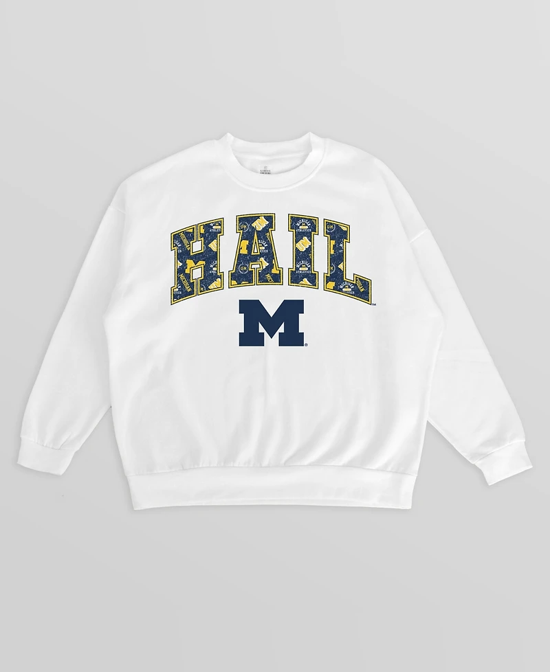 Gameday Couture Women's Michigan Wolverines Sweet Play Oversized Fleece Graphic Long-Sleeve Crewneck Sweatshirt