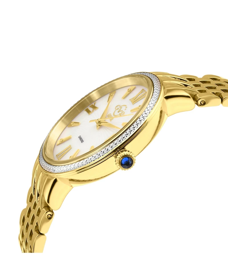 GV2 by Gevril Women's Genoa Swiss Quartz Ip Gold Stainless Steel Bracelet Diamond Watch