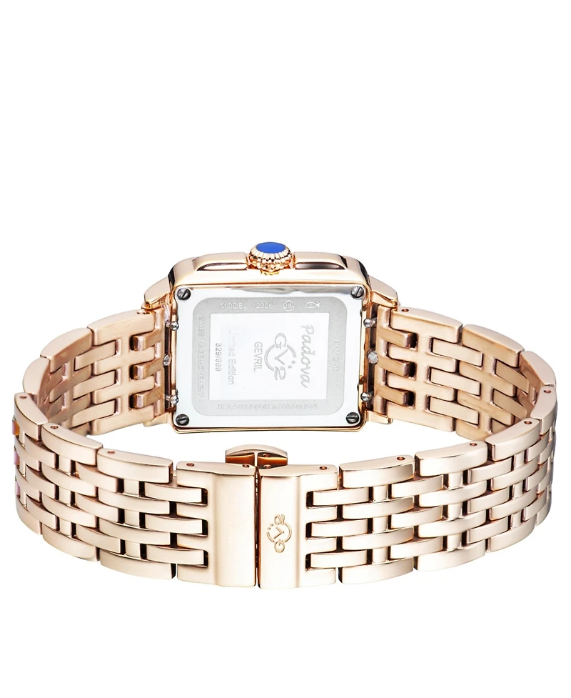 GV2 by Gevril Women's Padova Swiss Quartz Ip Rose Stainless Steel Bracelet Diamond Watch