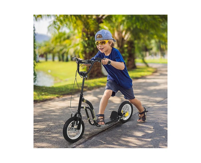 Yobtop Youth Scooter 16" Front/12" Rear Wheels, Adjustable Handlebar, Dual Brakes, Ages 5+