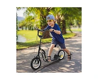 Yobtop Youth Scooter 16" Front/12" Rear Wheels, Adjustable Handlebar, Dual Brakes, Ages 5+