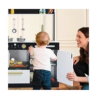 Kinder King Wooden Pretend Play Kids Kitchen, Toy Kitchen Playset w/Oven, Microwave for Boys Girls Age 3