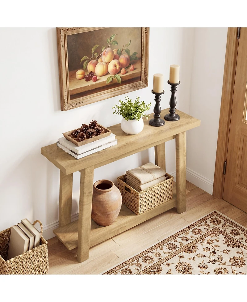 Tribesigns Console Table, Sofa Table Behind Couch, Industrial Console Sofa Table with Storage Shelf
