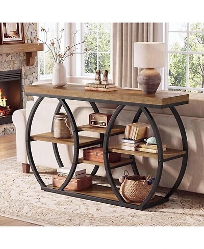 Tribesigns Extra Long Console Table, Narrow Sofa Table Behind Couch with Open Storage Shelf