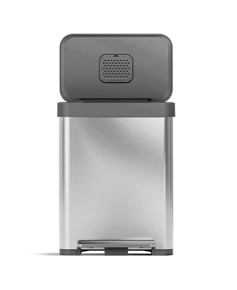 Home Zone Living 13 Gallon Stainless Steel Kitchen Trash Can with Soft-Close Step Pedal Lid