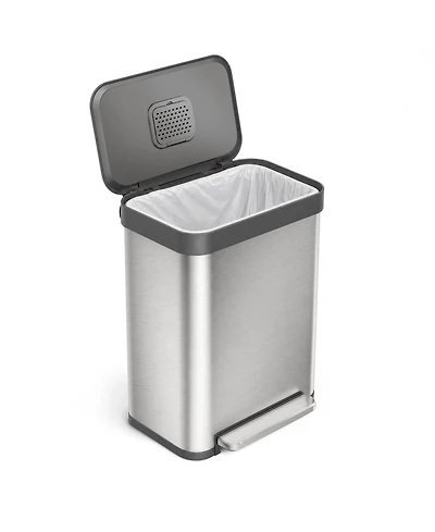 Home Zone Living 13 Gallon Stainless Steel Kitchen Trash Can with Soft-Close Step Pedal Lid
