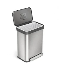 Home Zone Living 13 Gallon Stainless Steel Kitchen Trash Can with Soft-Close Step Pedal Lid