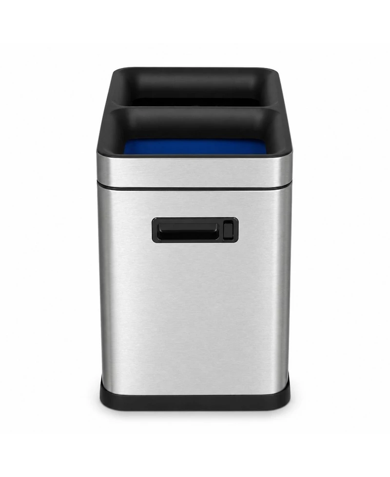 Home Zone Living 8 Gallon Stainless Steel Commercial Open Top Trash Can with Dual Compartments
