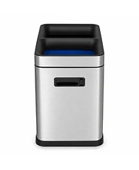 Home Zone Living 8 Gallon Stainless Steel Commercial Open Top Trash Can with Dual Compartments