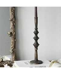 Yobtop Iron Candle Holders Set of 2 - Sculptural Victorian Taper Candlesticks, Durable 100% Cast Iron,Textured Finish with Tiered Design.