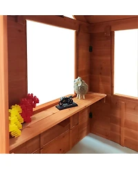 Yobtop Fir Wood Rot-Resistant Country-Style Playhouse with 2 Windows, Ages 3-8