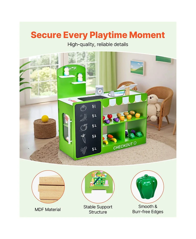 Yobtop Kids Grocery Store Playset - 35 Accessories, Moving Conveyor Belt, Scanner and Card Reader, Pretend Play Toy for Kids Ages 3 Plus