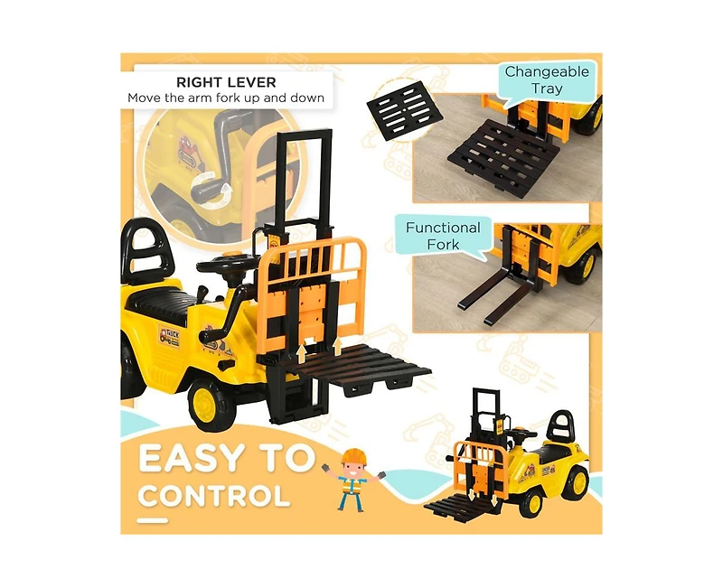 Yobtop Sit and Scoot Forklift Lever-Operated Working Fork Ride-On Toy, 66 lbs, Ages 3+