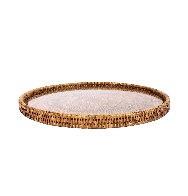 Round Flat Tray with Glass Insert