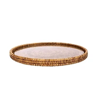 Round Flat Tray with Glass Insert