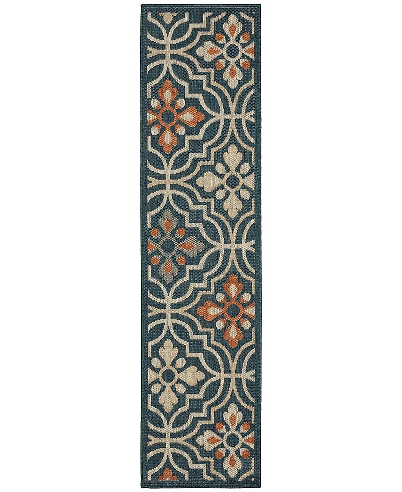 Oriental Weavers Latitude LAT08 Blue 1'10" x 7'6" Runner Rug