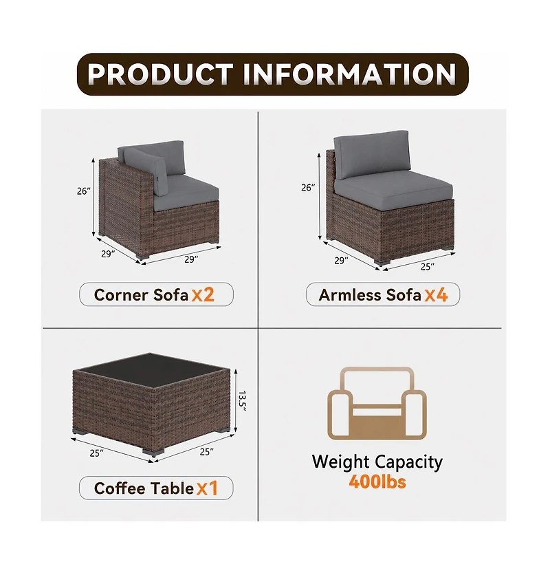 Aoxun 7-Piece Wicker Patio Furniture Set