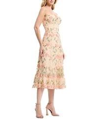Dress The Population Women's Carina Strapless Sweetheart Floral Ruffle Dress