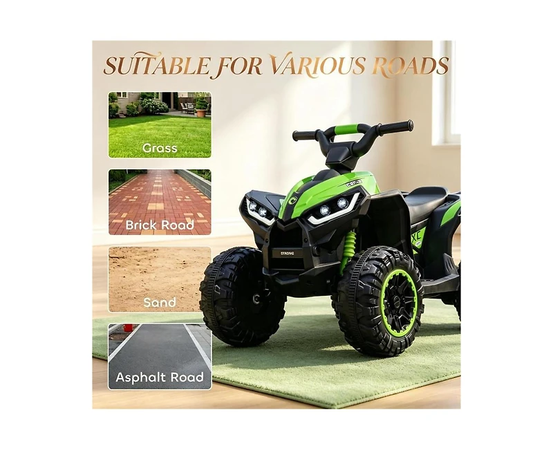 Yobtop 12V Kids 4 Wheeler Atv Dual-Motor All-Terrain Ride On Toy, Ages 3–5