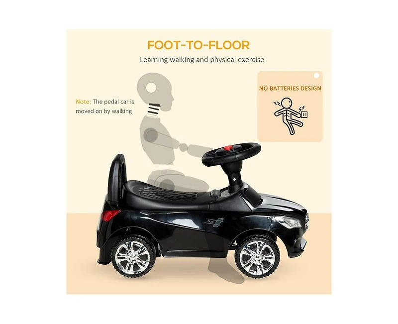 Yobtop Kids Ride On Push Car - Foot-to-Floor Walking Sliding Toy Car for Toddler with Working Horn, Music, Headlights and Storage
