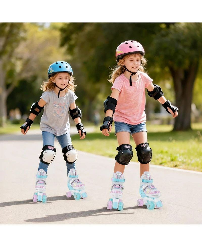 Sugift Kids Roller Skates with 4-Size Adjustment Light-Up Wheels and Triple Closure Ages 8-13