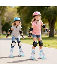 Sugift Kids Roller Skates with 4-Size Adjustment Light-Up Wheels and Triple Closure Ages 8-13
