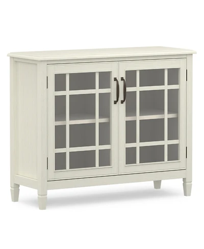 Simpli Home Connaught Solid Wood Low Storage Cabinet in Antique White