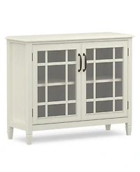 Simpli Home Connaught Solid Wood Low Storage Cabinet in Antique White