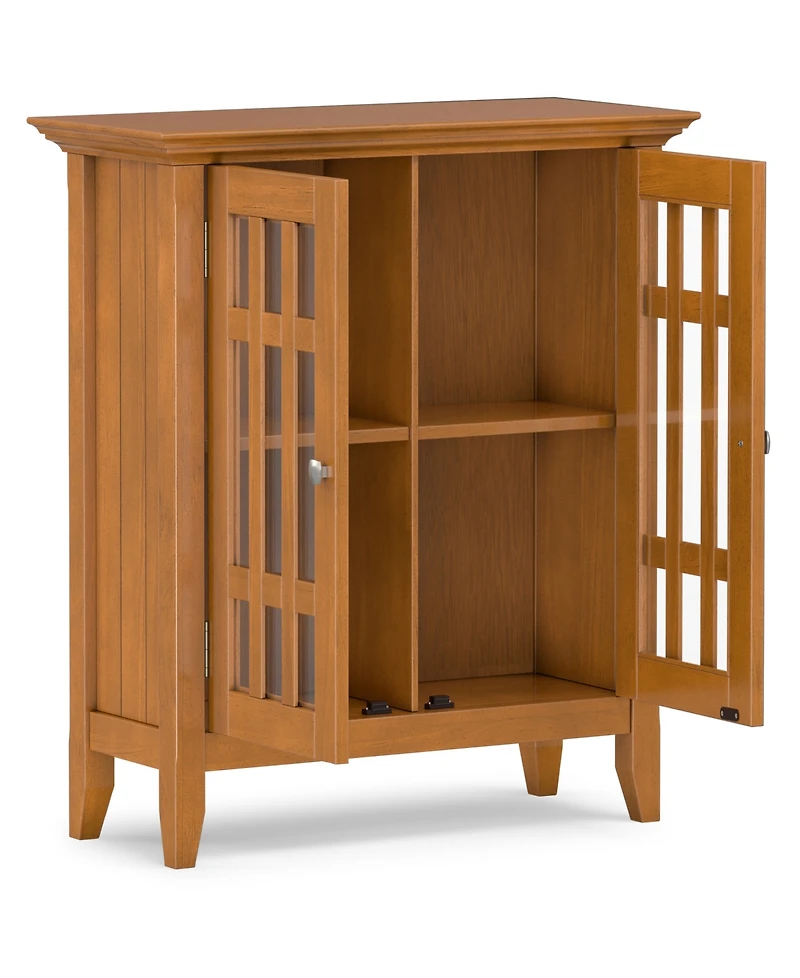 Simpli Home Bedford Solid Wood Low Storage Media Cabinet