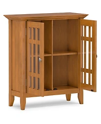 Simpli Home Bedford Solid Wood Low Storage Media Cabinet