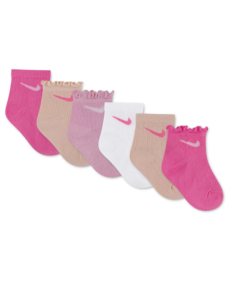 Nike Baby Girls' 6M-4T Textured Ankle Socks, 6-Pack
