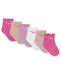 Nike Baby Girls' 6M-4T Textured Ankle Socks, 6-Pack