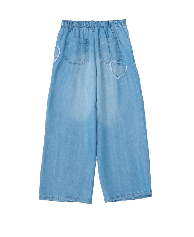 CeCe Girls' 7-16 Denim Pant with Heart embroidered