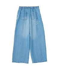 CeCe Girls' 7-16 Denim Pant with Heart embroidered